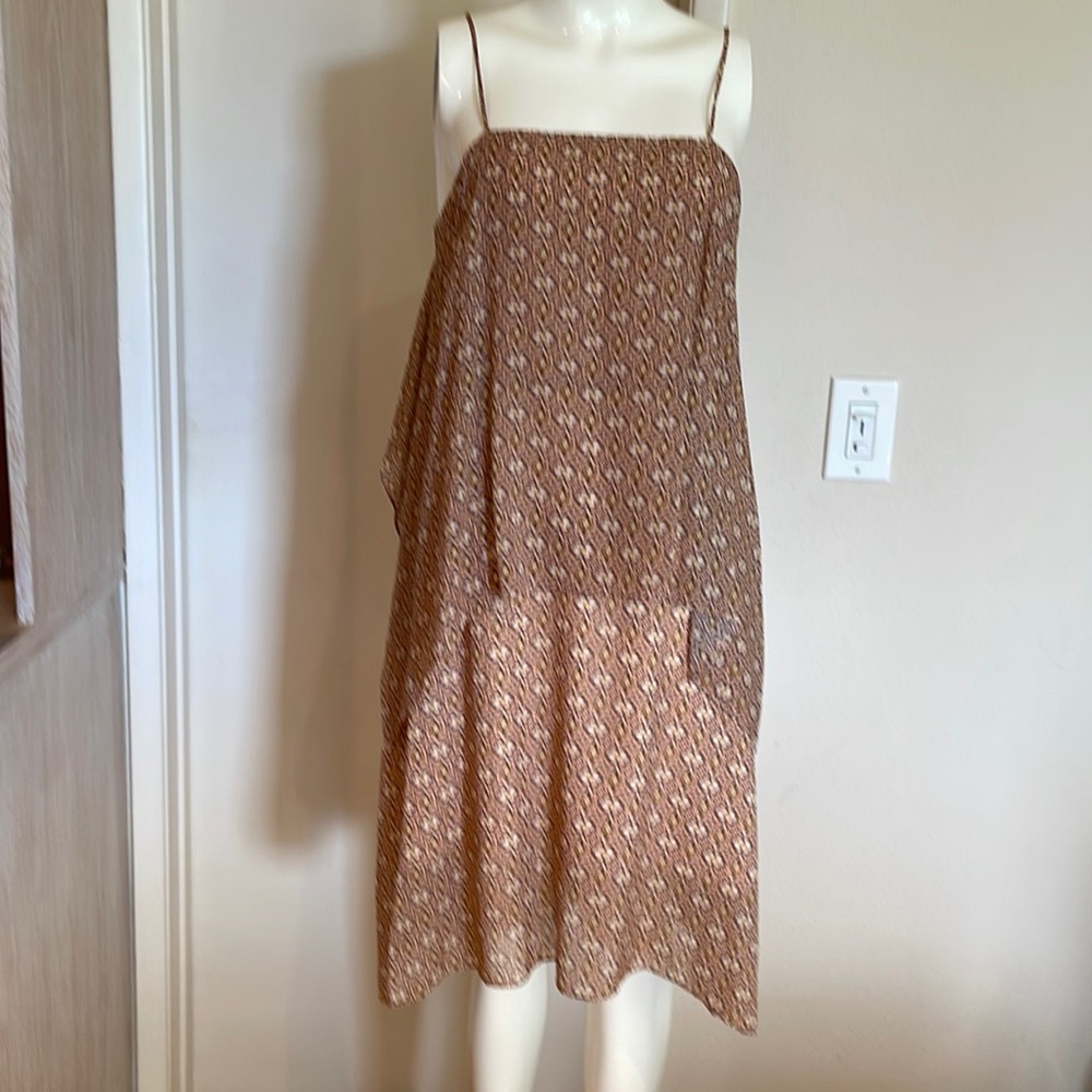 THEORY 100% silk tiered Sun dress spaghetti strap flows size petite small
